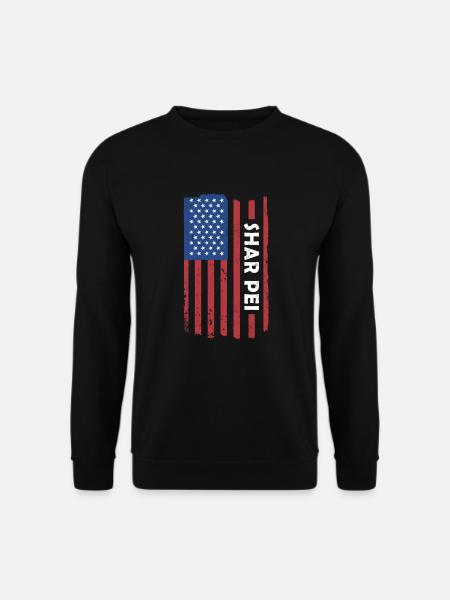 Shar Pei Us Flag - Unisex Sweatshirt - black