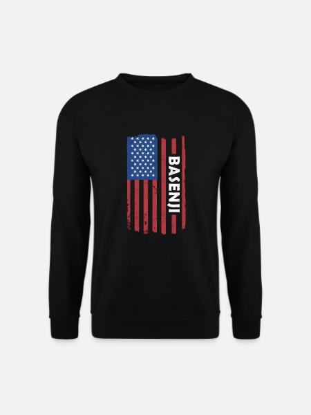 Dog Basenji Us Flag - Unisex Sweatshirt - black
