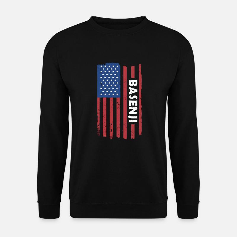 Dog Basenji Us Flag - Unisex Sweatshirt - black