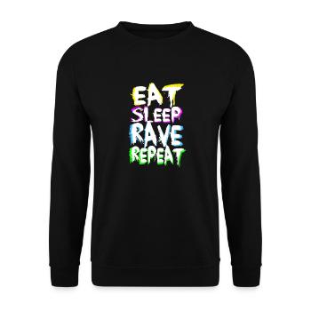 Eat Sleep Rave Repeat for Black Shirts - Unisex Pullover - Schwarz - Vorne - Alina (178cm) & Michal (187cm)