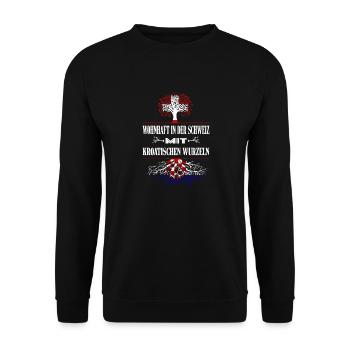 Schweiz-Kroatien - Unisex Pullover - Schwarz - Vorne - Alina (178cm) & Michal (187cm)
