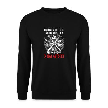 Wikinger - 3 Mal - Unisex Pullover - Schwarz - Vorne - Alina (178cm) & Michal (187cm)