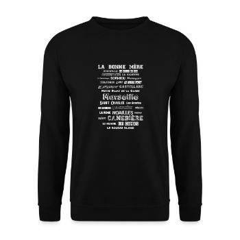 MARSEILLE QUARTIERS-Blanc - Sweat-shirt Unisexe - noir - Devant - Alina (178cm) & Michal (187cm)