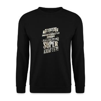 Superkräfte Industriemeister Chemie Shirt - Unisex Pullover - Schwarz - Vorne - Alina (178cm) & Michal (187cm)