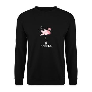 Flamingo Love Flamazing Gift - Unisex Sweatshirt - black - Front - Alina (178cm) & Michal (187cm)