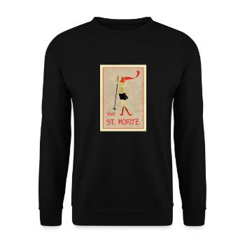 Vintage Retro Travel Poster St Moritz - Unisex Sweatshirt - black - Front - Alina (178cm) & Michal (187cm)