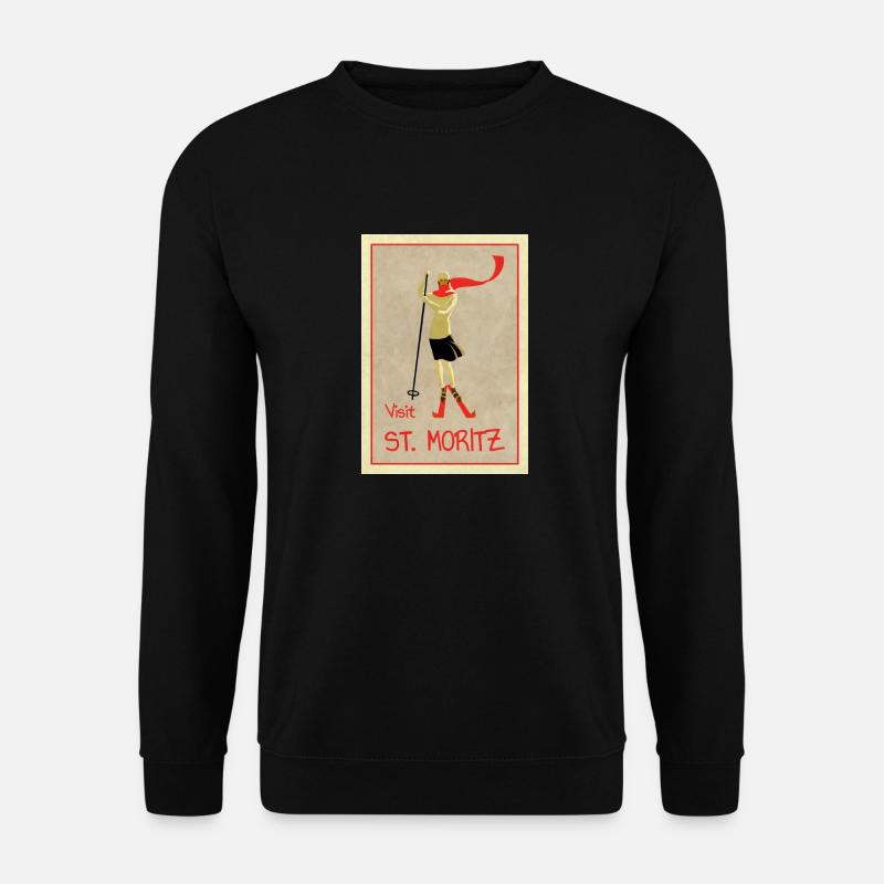 Vintage Retro Reise Plakat St Moritz - Unisex Pullover - Schwarz