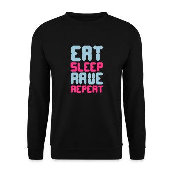 Eat Sleep Rave Repeat - Unisex Pullover - Schwarz - Vorne - Alina (178cm) & Michal (187cm)