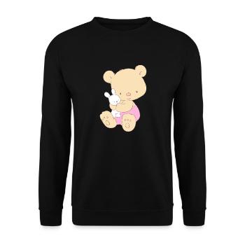 Teddy Bear with Toy Bunny - Sweat-shirt Unisexe - noir - Devant - Alina (178cm) & Michal (187cm)