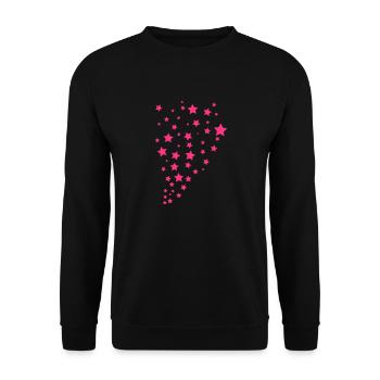 Viele Sterne Nacht Himmel Schauer Pink - Unisex Pullover - Schwarz - Vorne - Alina (178cm) & Michal (187cm)