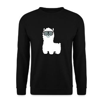 lama_002 - Unisex Pullover - Schwarz - Vorne - Alina (178cm) & Michal (187cm)