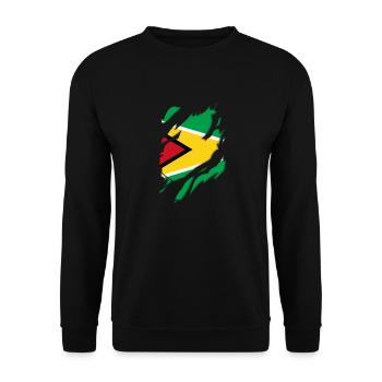 Guyana flag torn motif - Unisex Sweatshirt - black - Front - Alina (178cm) & Michal (187cm)