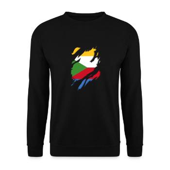 Comoros flag torn motif - Unisex Sweatshirt - black - Front - Alina (178cm) & Michal (187cm)