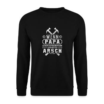 Wenn Papa es nicht reparieren kann... Vatertag - Unisex Pullover - Schwarz - Vorne - Alina (178cm) & Michal (187cm)