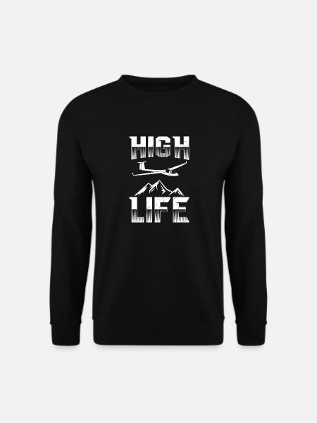 High Life | Segelflug Segelflieger Pilot Geschenke - Unisex Pullover - Schwarz