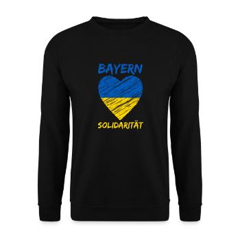 Bayern Solidarität Ukraine Friede Peace Herz - Unisex Pullover - Schwarz - Vorne - Alina (178cm) & Michal (187cm)
