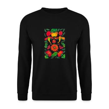 Ukrainische Blumen Ornamente. Petrykowski Fahrplan - Unisex Pullover - Schwarz - Vorne - Alina (178cm) & Michal (187cm)