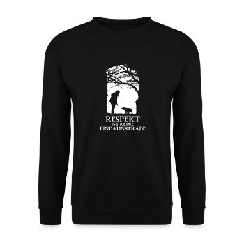 Respekt ist keine Einbahnstraße weiß - Unisex Pullover - Schwarz - Vorne - Alina (178cm) & Michal (187cm)