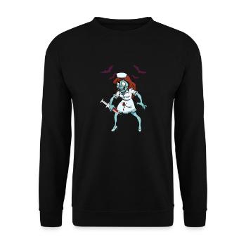 Zombie Krankenschwester Notfall Halloween - Unisex Pullover - Schwarz - Vorne - Alina (178cm) & Michal (187cm)