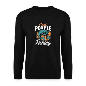 Cool people go fishing - fishing is for cool - Unisex Sweatshirt - black - Front - Alina (178cm) & Michal (187cm)