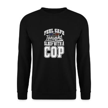 Sentez-vous en sécurité ce soir Dormez avec un flic – Police - Sweat-shirt Unisexe - noir - Devant - Alina (178cm) & Michal (187cm)