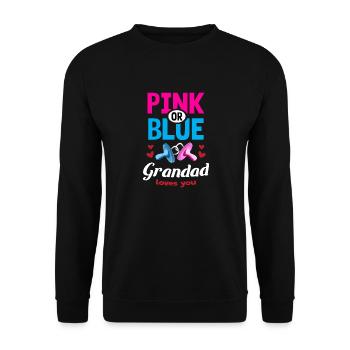 Pink or Blue Grandad Loves You Gender Reveal Party - Unisex Sweatshirt - black - Front - Alina (178cm) & Michal (187cm)