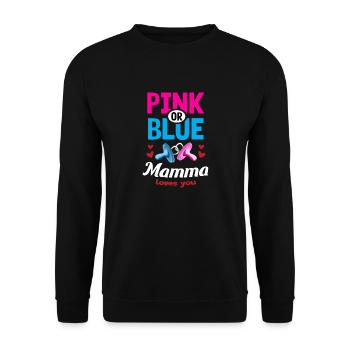 Pink or Blue Mamma Loves You Gender Reveal Party - Unisex Sweatshirt - black - Front - Alina (178cm) & Michal (187cm)