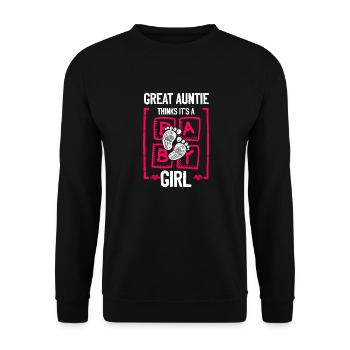 Great Auntie Thinks It's a Girl Gender Reveal - Unisex Pullover - Schwarz - Vorne - Alina (178cm) & Michal (187cm)
