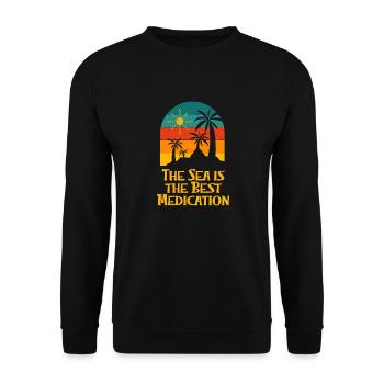 Sea Is the Best Medication Beach Motivational - Unisex Sweatshirt - black - Front - Alina (178cm) & Michal (187cm)