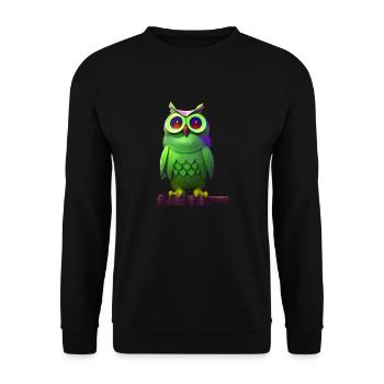 Hibou vert sur une branche - Sweat-shirt Unisexe - noir - Devant - Alina (178cm) & Michal (187cm)