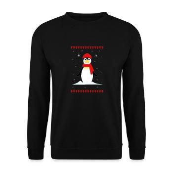 Penguin Christmas Winter - Unisex Sweatshirt - black - Front - Alina (178cm) & Michal (187cm)