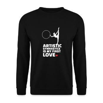 I love artistic gymnastics stylish - Unisex Sweatshirt - black - Front - Alina (178cm) & Michal (187cm)