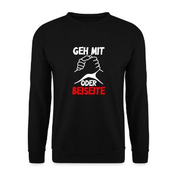 Geh mit oder beiseite - Design - Unisex Pullover - Schwarz - Vorne - Alina (178cm) & Michal (187cm)