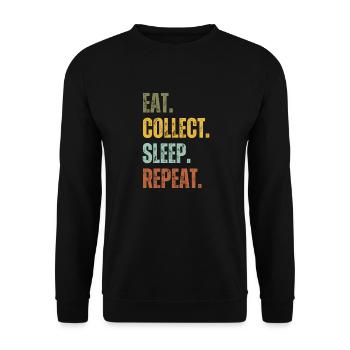 EAT COLLECT SLEEP REPEAT - Unisex Sweatshirt - black - Front - Alina (178cm) & Michal (187cm)