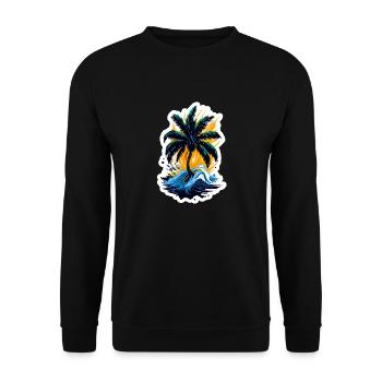 Palme im Meer - Unisex Pullover - Schwarz - Vorne - Alina (178cm) & Michal (187cm)