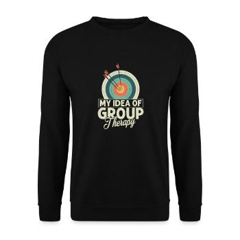 Mon idée de thérapie de groupe Tir à l’arc Target Bow & Arro - Sweat-shirt Unisexe - noir - Devant - Alina (178cm) & Michal (187cm)