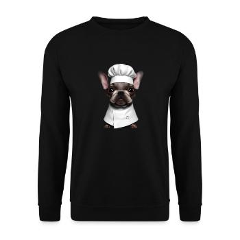 Bulldog Dogs Restaurateur Dog Owner Dog Cooks - Unisex Sweatshirt - black - Front - Alina (178cm) & Michal (187cm)
