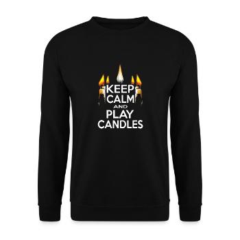 KEEP CALM AND PLAY CANDLES - Unisex Sweatshirt - black - Front - Alina (178cm) & Michal (187cm)