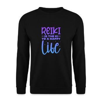 reiki is the ki to a happy life Design - Unisex Pullover - Schwarz - Vorne - Alina (178cm) & Michal (187cm)