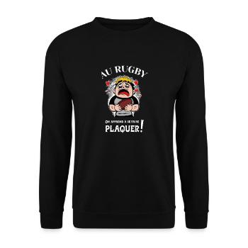 AU RUGBY ON APPREND À SE FAIRE PLAQUER - Sweat-shirt Unisexe - noir - Devant - Alina (178cm) & Michal (187cm)