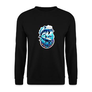 Delfin & Ozean - Unisex Pullover - Schwarz - Vorne - Alina (178cm) & Michal (187cm)