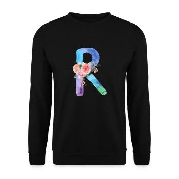 Letter r watercolor - Unisex Sweatshirt - black - Front - Alina (178cm) & Michal (187cm)