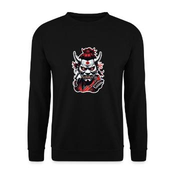 Samurai Warrior - Japan - Demon - Unisex Sweatshirt - black - Front - Alina (178cm) & Michal (187cm)