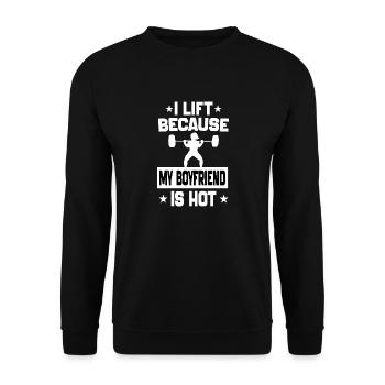 I Lift Because My boyfriend is hot motivation gym - Sweat-shirt Unisexe - noir - Devant - Alina (178cm) & Michal (187cm)