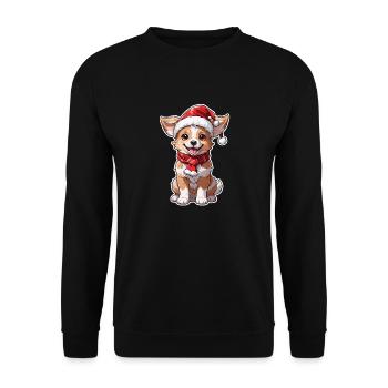 Dog with Christmas Hat - Unisex Sweatshirt - black - Front - Alina (178cm) & Michal (187cm)