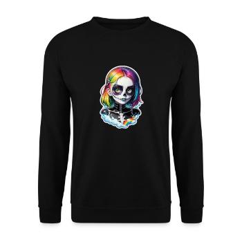 Halloween - Rock & Regenbogen - Unisex Pullover - Schwarz - Vorne - Alina (178cm) & Michal (187cm)