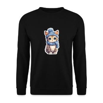Cute kitten in the snow - Unisex Sweatshirt - black - Front - Alina (178cm) & Michal (187cm)