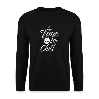 Owl Time To Chill Slogan - Unisex Pullover - Schwarz - Vorne - Alina (178cm) & Michal (187cm)