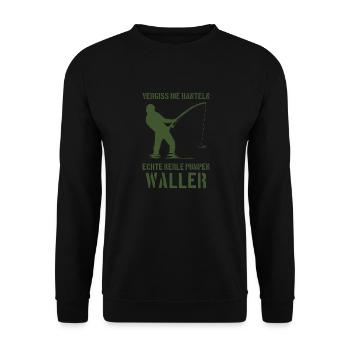 Vergiss die Hanteln echte Kerle pumpen Waller - Unisex Pullover - Schwarz - Vorne - Alina (178cm) & Michal (187cm)