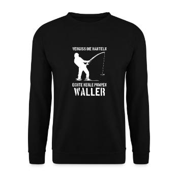Vergiss die Hanteln echte Kerle pumpen Waller - Unisex Pullover - Schwarz - Vorne - Alina (178cm) & Michal (187cm)